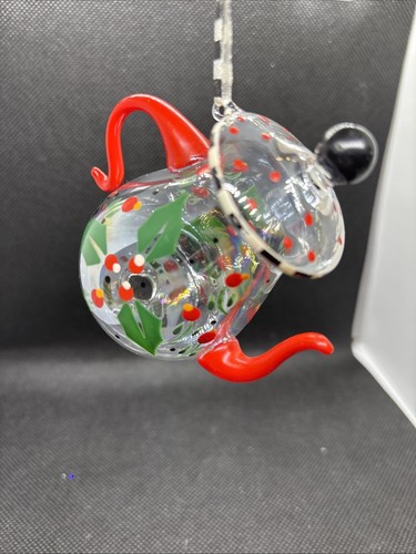Maria Engelbreit Kurt Adler mundgeblasene Glas Teekanne Ornament Stechpalme Beeren - Bild 7 von 16