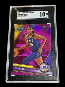 2023-24 Bowman U Chrome #49 Angel Reese Pink Refractor SGC 10 Gem Bowman 1st