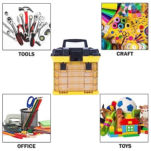 Caja de herramientas estilo estante de piezas y artesanías Stalwart 75-STO3182 con 4 organizadores, amarilla - Imagen 4 de 7