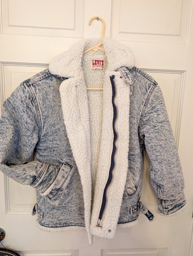 Levi Sherpa Jeansjacke San Francisco Medium USA Made 80er Trucker Vintage Acid Wash - Bild 1 von 10