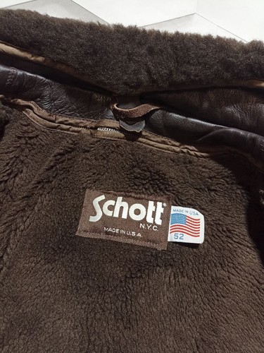 Schott Jacket Mens 52 Chocolate Brown 184 SM Leather Bomber Flight Aviator Vtg - Picture 6 of 11