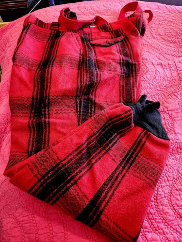 Vtg Johnson Woolen Mills Red Black Hunting Pants Suspenders 45 Waist 41 Outseam - Picture 2 of 10