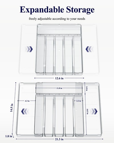 Silverware Organizer - 8 Slots Expandable Drawer Organizer for Utensils & Cut... - Afbeelding 3 van 6