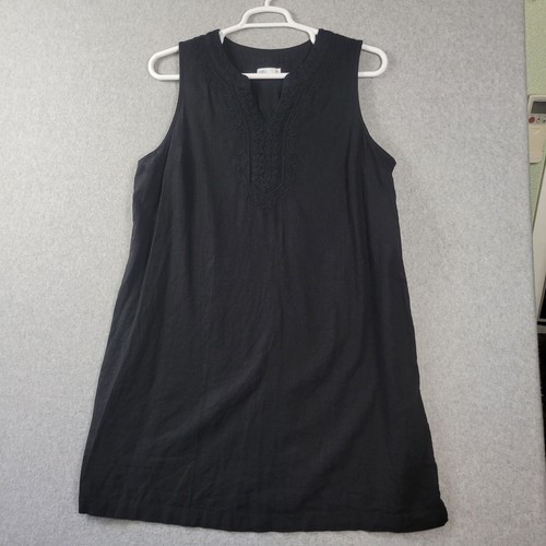 Croft & Barrow Linen Rayon Black V Neck Sleeveless Shift Dress Women's Plus XXL 
