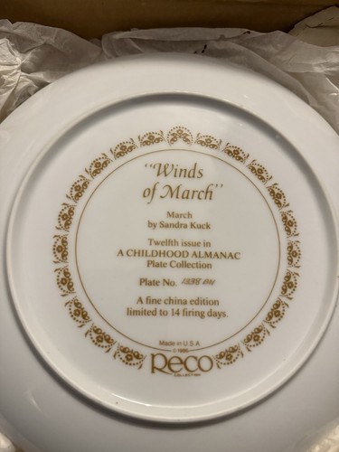 1986 Reco Collector's Plate Winds Of March Childhood Almanac Series Sandra Kucik - Picture 5 of 7