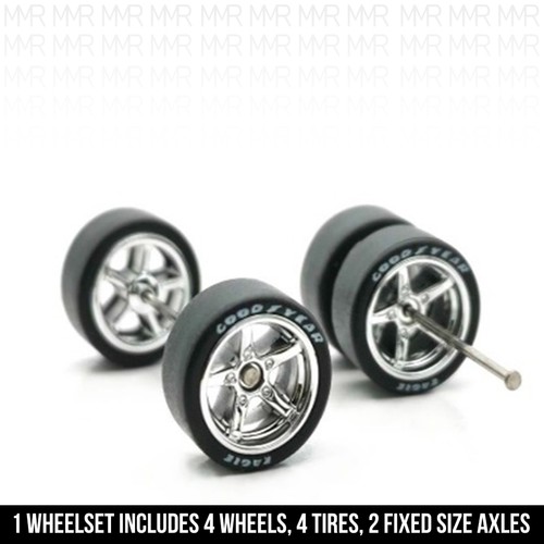 1/64 Scale 5 SPOKE v7 Staggered Real Rider Wheels Rims Tire Set for Hot - Picture 2 of 35