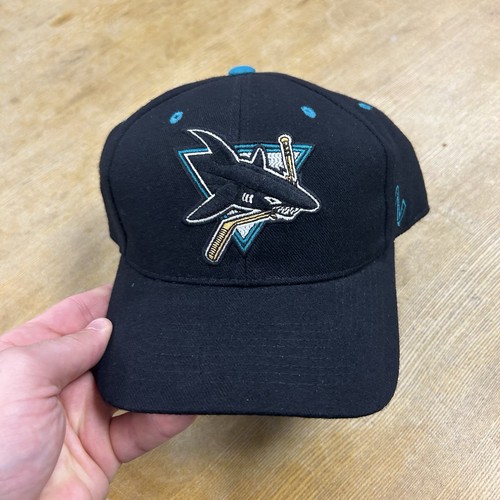 Vintage San Jose Sharks NHL Throwback Logo Black Teal Wool Cap Hat Size 7 3/8 - Picture 3 of 10