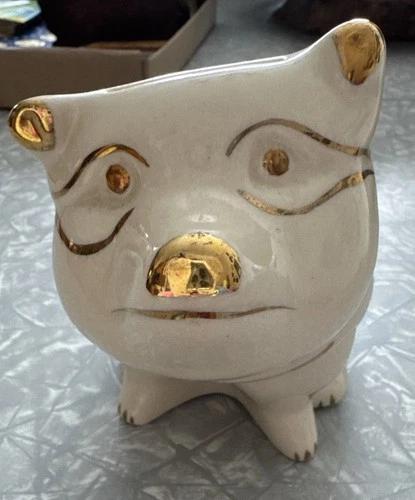 VINTAGE 1960’s Gold Vault Fort Knox Kentucky USA CERAMIC PIG BANK GILDED TRIM