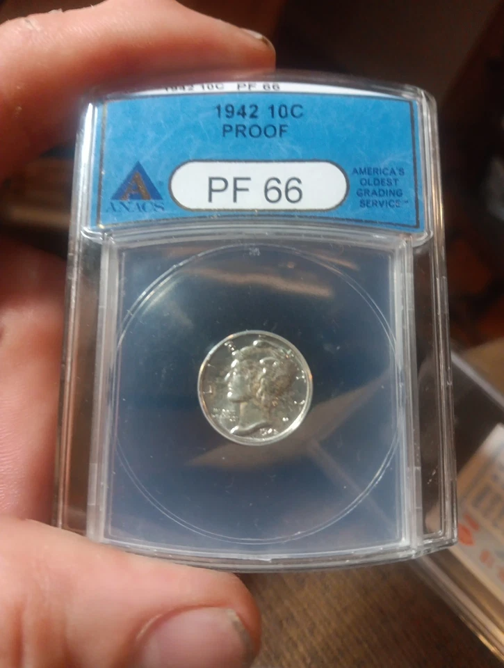 Mercury Dime 1942 ANACS PF-66. ¡MUY RARO! Foto 2 de 4