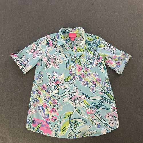 Mini Camisa Vestido Túnica Lilly Pulitzer Niñas Natalie Cubrir 4-5 Pequeña Azul Bali
