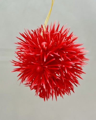 Vintage MCM Atomic Spike Flower Red Pink Ball Christmas Ornament - Picture 5 of 5