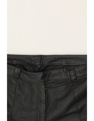 VINTAGE Womens Bootcut Leather Trousers EU 44 XL W36 L28 Black WZ03 - 第 3/3 張圖片