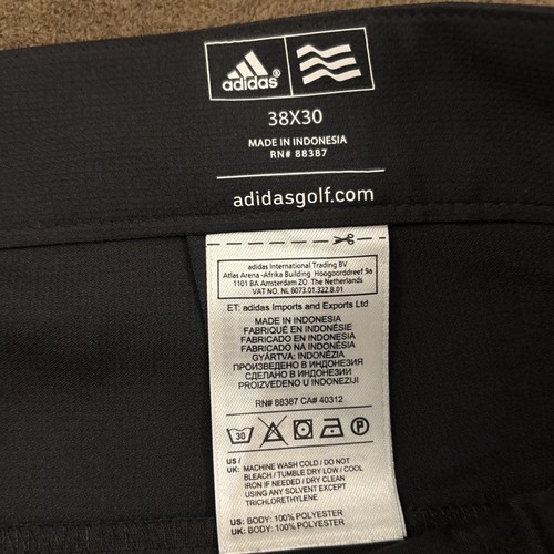 ADIDAS Mens Black Flat Front Adizero Performance Golf Chino Pants 38x30 - Picture 7 of 8