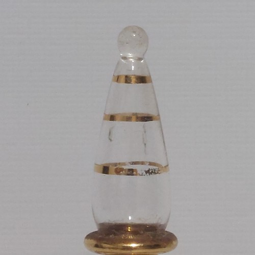 Egyptian Glass Perfume Bottle Handmade Blue Iridescent Gold Accent Fancy 6" - Picture 8 of 18