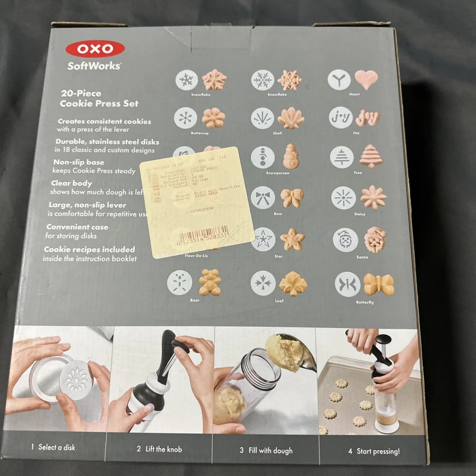 Juego de prensa de galletas OXO SoftWorks 20 piezas (1) prensa de galletas (1) estuche de almacenamiento (18) discos Foto 2 de 4