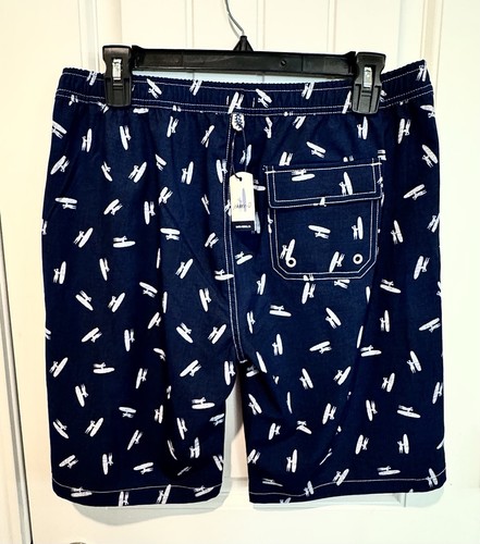 Johnnie-O NWT Youth Twilight Navy Avon Boys 16 Swim Trunks Shorts All Over Logo - Picture 9 of 12