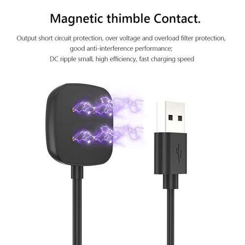 USB Magnetic Charging Cable for Fitbit Versa 4/3 / Fitbit Sense 2/1 (2pcs 100cm) - Zdjęcie 5 z 8