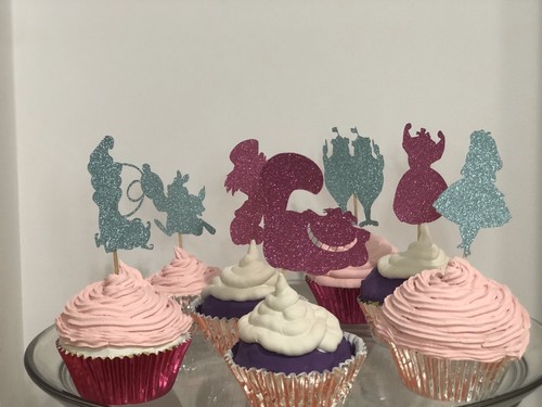 24 Cupcake Topper Alice In Wonderland Party Birthday Girl Cake - Picture 4 of 12