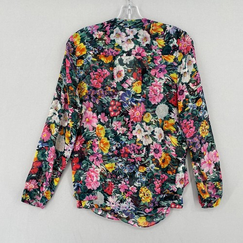 Yumi Kim Silk Long Sleeve Floral Print Blouse Top Womens Small Long Sleeve AOP - Picture 7 of 17