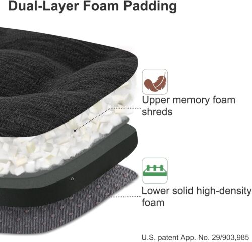 Patented Dual-Layer Memory Foam Dining Chair Pads with Non-Slip Ties - Charcoal - Picture 4 of 9