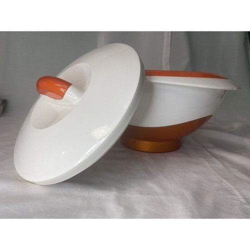 Vintage Orange & White Plastic (Stainless Steel Lined) Hot/Cold Bowl Insocore - Picture 6 of 6