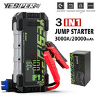 YESPER Voiture Jump Starter Chargeur Batterie Jump Pack 3000A 24000mAh Power Bank 12V