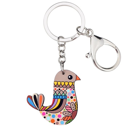 Acrylic Floral Anime Bird Keychains Car Bag Key Ring Animals Jewelry Charm Gifts - Picture 9 of 11