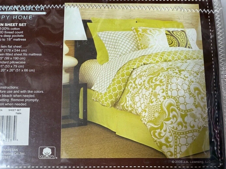 JUEGO DE SÁBANAS AJUSTABLES DOBLES X PROFUNDAS Verde Blanco Brocado Jonathan Adler ALGODÓN NUEVO EN PAQUETE 3 PIEZAS Foto 3 de 4