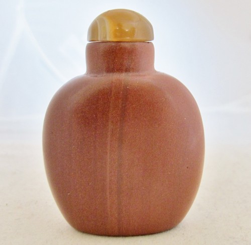 Vintage ? 2.35" Chinese Gold Stone / Goldstone Snuff Bottle with Carnelian Agate - Picture 7 of 12