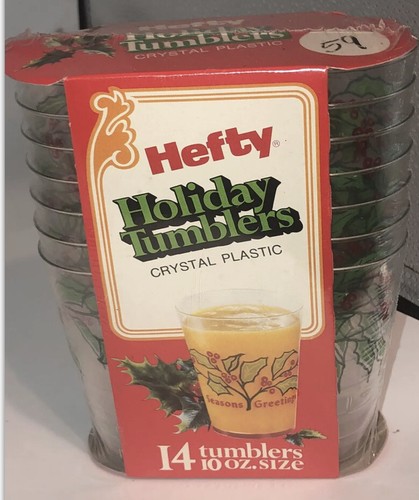 Ocho vasos navideños vintage fuertes nuevos en paquete Navidad acebo diversión - Imagen 3 de 9