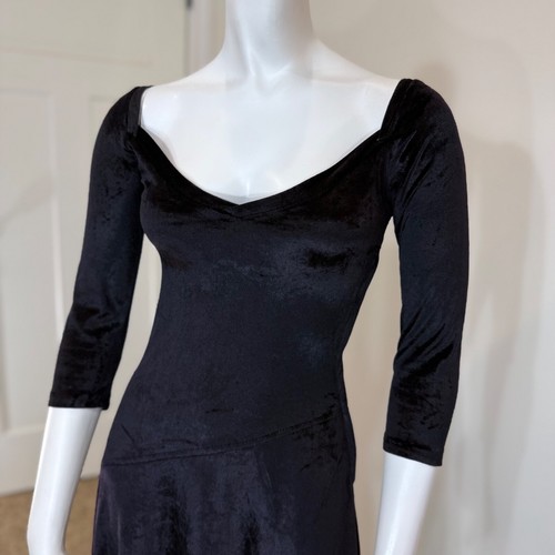 Vintage 80’s VELVET SWEETHEART DRESS XS Midi Sexy Goth Midi Wednesday Addams - Picture 5 of 8