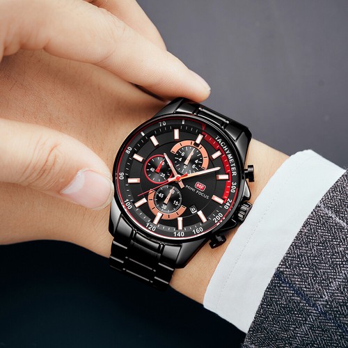 MINI FOCUS Herren Business Casual Quarz Uhr Edelstahl Datum Armbanduhr - Bild 9 von 28