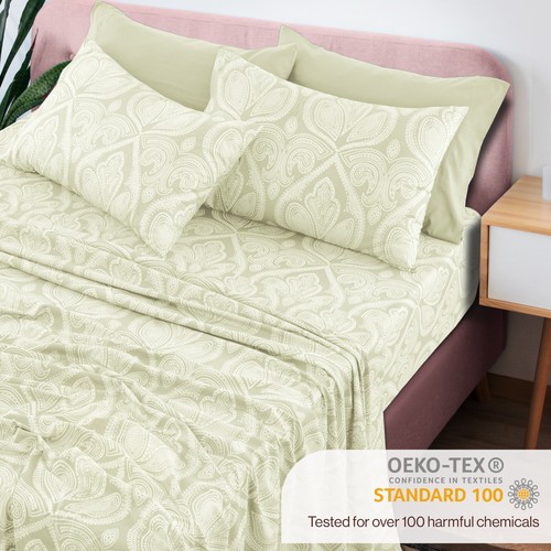 6 Piece Bed Sheets Set Luxury Microfiber Ultra Soft Deep Pocket Bedding Sets - Picture 29 of 88