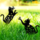 New ListingCat Garden Decor for Outside, 2 Pack Metal Decorative Garden Stakes, Gift for Ca