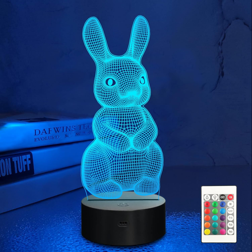 3D Rabbit Lamp Bunny Night Light 16 Colors Changing With Remote Decor Colorful - Picture 9 of 12