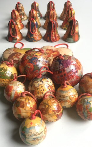 25pz Decorazioni Ornamenti Addobbi Albero di Natale 11 Palle 12 Campane 2 Cuori - Foto 2 di 18