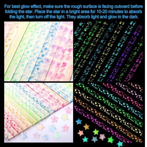 420pcs Paper Star Strips Glow in the Dark, Multi-Color Origami Star Paper - Picture 6 of 8