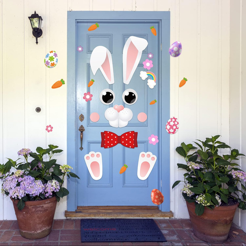 40 PCS Happy Easter Door Stickers Decor Easter Bunny Egg Door Stickers Easter De - Picture 4 of 12