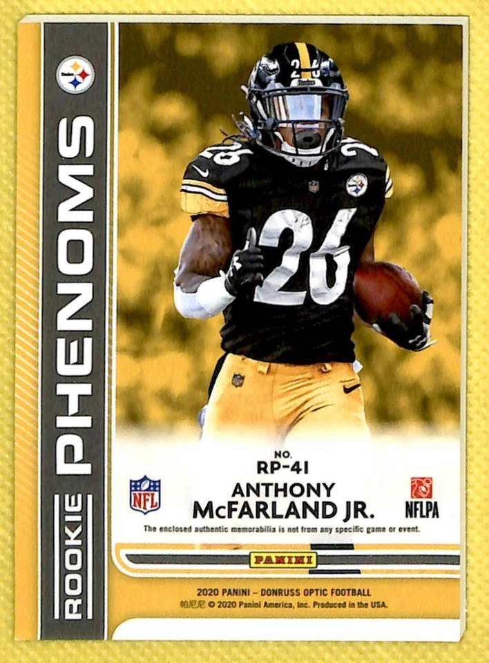 2020 Donruss Optic Rookie Phenoms Material Anthony McFarland #RP-41 GS1 - Image 2 of 2