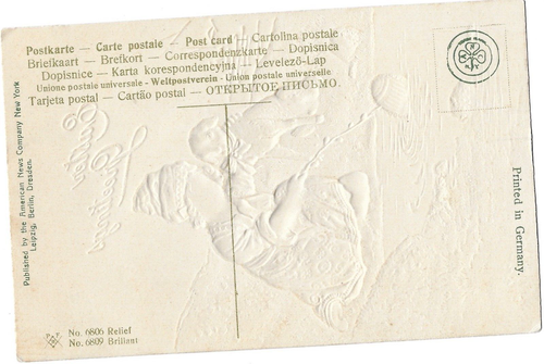 Antique Easter Greetings Postcard Lamb Gold embossed Egg Hunt - made in Germany - Picture 2 of 2