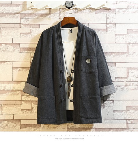 Nuovo abito retrò uomo giacche cardigan hanfu giacche top qipao cappotti denim camicetta - Foto 14 di 24