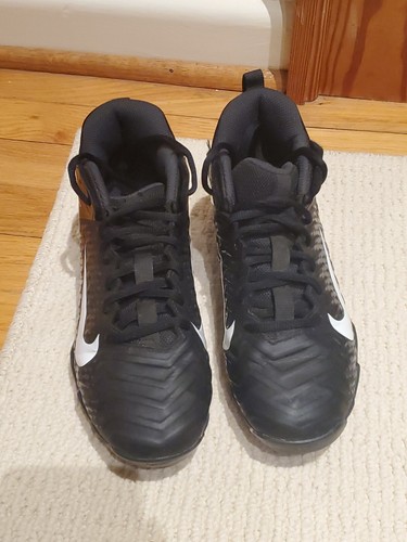 Nike Alpha Menace Football Cleats Kids Boys Size 4Y US Laced Black White - Picture 2 of 10