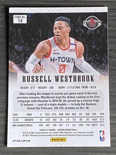 ** 2020-21 Panini Prizm Prizm Flashback Fast Break #14 RUSSELL WESTBROOK ** - Bild 2 von 2