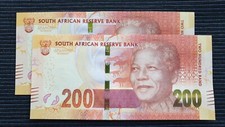 SOUTH AFRICA 200 Rand 2015 P142b Kganyago Mandela x 2 Consecutive UNC Banknotes