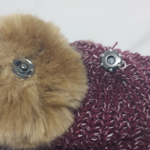 Love Your Melon Beanie Maroon/Burgundy Tan Pom Pom Winter Hat - Picture 3 of 5