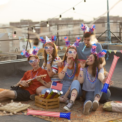 MOVINPE 172pcs 4th of July Accessories Patriotic Party Favors Thunder Sticks ... - Picture 3 of 7