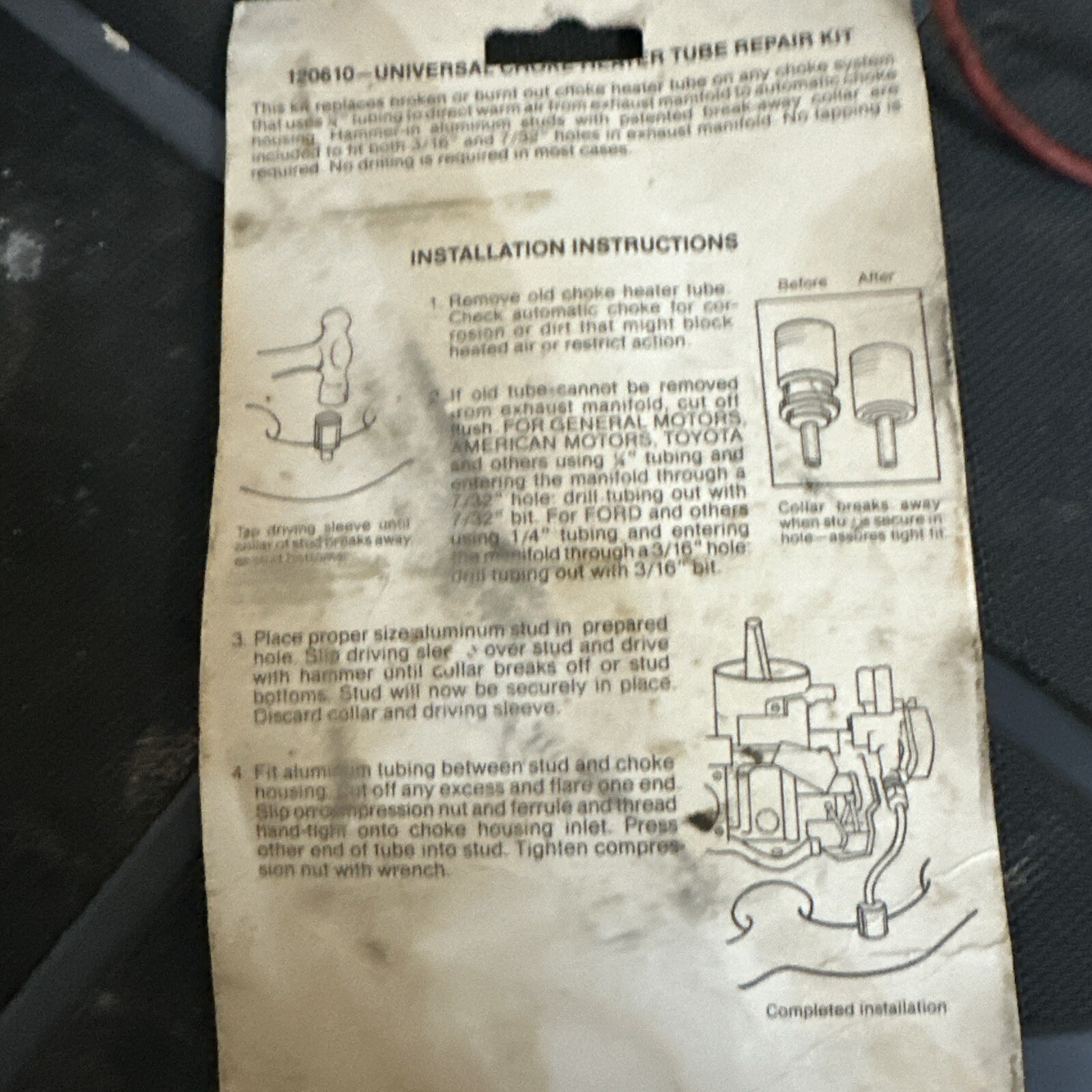 UNIVERSAL Carburetor Choke Heater Tube Repair Kit 1960s 1970s Ford GM