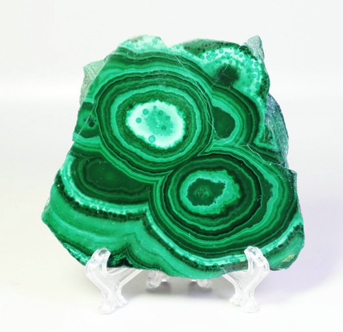 198g Natural Polished Malachite Gem Quartz Crystal Slice Mineral Specimen Stand - Picture 2 of 13