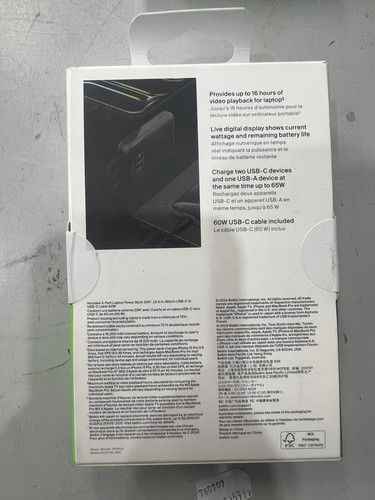 NEW Belkin BoostCharge Pro 3-Port Laptop Power Bank 20K 65W BPB020BTBK - Picture 2 of 3