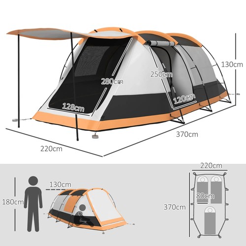 3-4 Mann Campingzelt, Familien Tunnelzelt, 2000 mm wasserdicht, tragbar - Bild 3 von 11